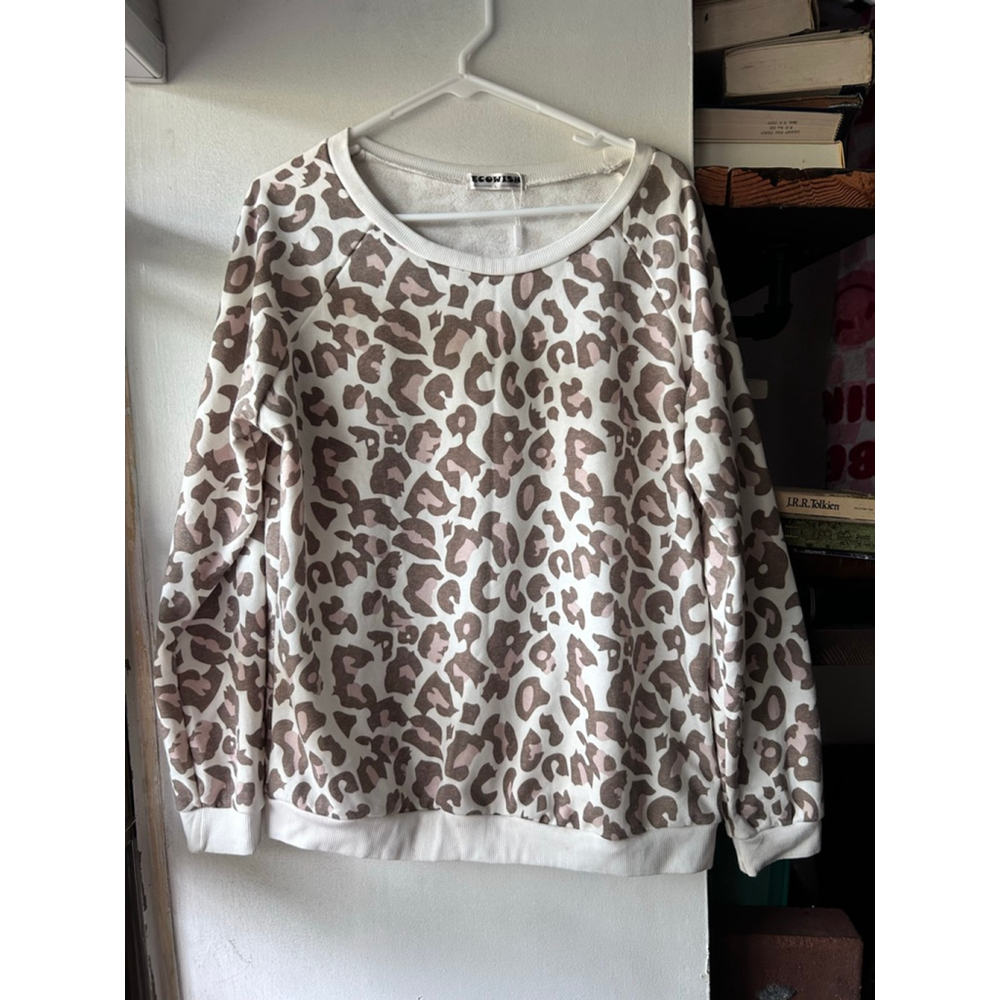 Women's ECOWISH Leopard Print Sweatshirt Size L - Picture 2 of 5